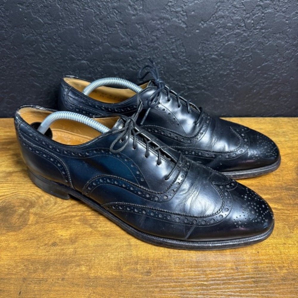 Johnston & Murphy Aristocraft 24-8555 Black Leather Wingtip Oxford Mens‎ 10.5 N